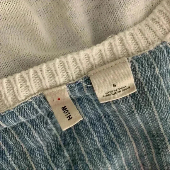 Anthropology Moth white and blue plaid layered long sleeve top - Picture 7 of 7